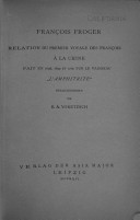Froger - Relation du premier voyage vers la Chine